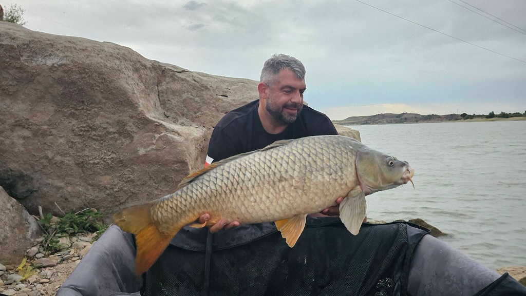 Piękny karp złowiony na Ebro podczas wędkowania z Carp Servis Václavik